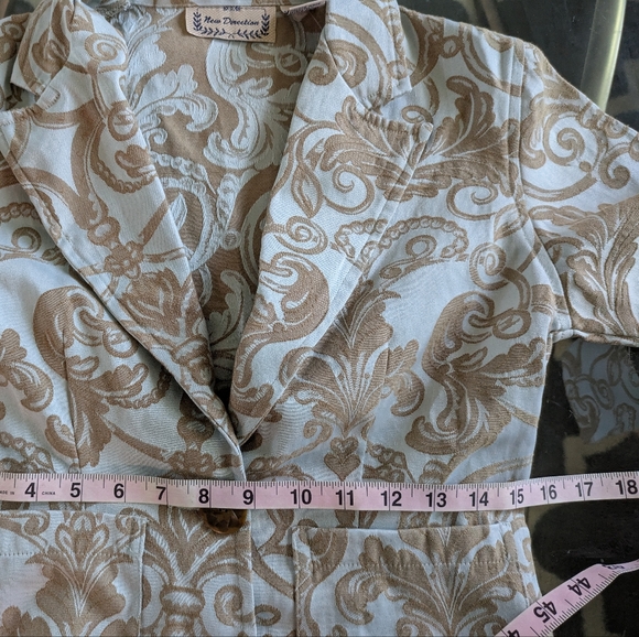 Blue and Tan Brocade Jacket /Blazer - Picture 14 of 15